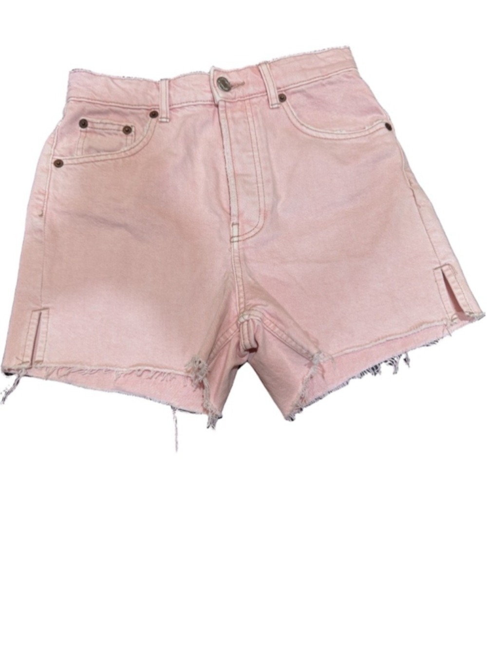 Zara Pink High-Rise Denim Shorts 4 - Picture 4 of 9